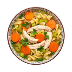 Hearty and comforting chicken noodle soup with fresh vegetables and tender pasta