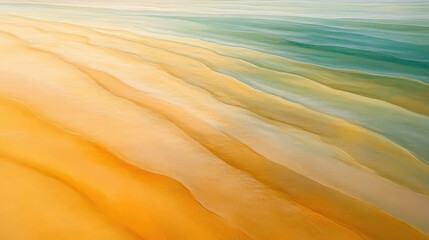 Obraz premium Serene Abstract Ocean Waves with Gentle Golden and Green Tones