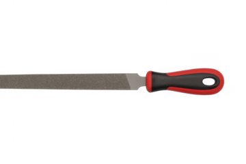 Hand file tool with red black handle on transparent background