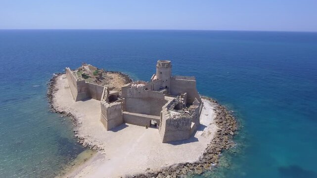 Aragonese Fortress in Calabria, Italy. Aerial view on a beautiful sunny morning