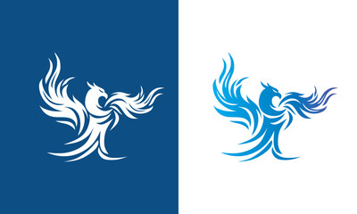 Naklejka premium great blue and white phoenix logo, silhouette of great abstract bird vector illustrations