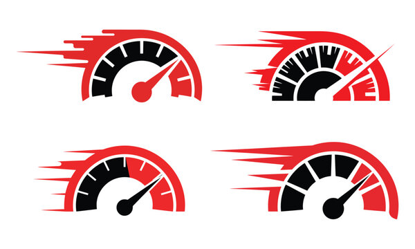 Speedometer Gauge Icons Speed Performance and Racing Symbols
