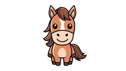 Fototapeta premium Cute cartoon horse with a friendly smile and adorable appearance.