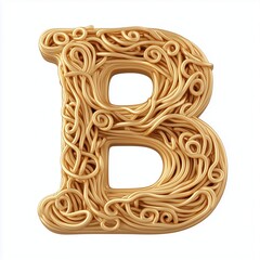 font B shape from noodle pasta for children food simple breakfast, isolated white
