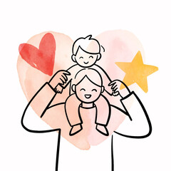 Line drawing of a man and a woman competing for each other's heart or love, Family embracing soft pastel colors on light background for maternal care designs. Generative ai