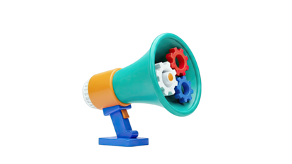 3D Megaphone with colorful gears