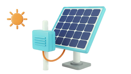 Cartoon Solar Panel and Sun Icon