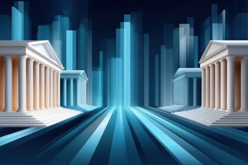 Abstract digital banking concept with layered UI cards and futuristic financial technology visuals