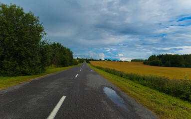 Fototapeta premium Bad weather, views of the road highway, clouds and darkness.