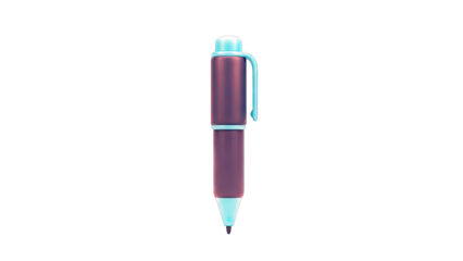 3D Rendering of a Ballpoint Pen with a Purple Body and Teal Accents