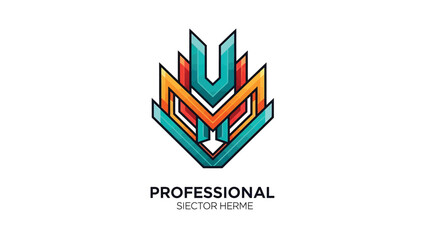 Geometric Abstract Logo Design with Vibrant Colors and Modern Style.