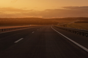 Fototapeta premium evening views of the road highway on a sunny day in summer. 