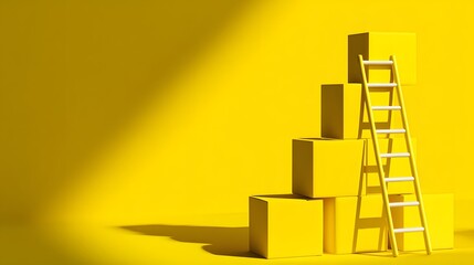 Yellow Staircase and Ladder Composition - A Conceptual Visual Representation.