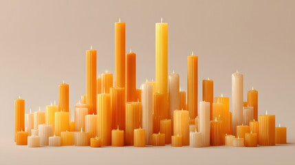 A Collection of Various Sized and Colored Candles, Beautifully Arranged and Lit.