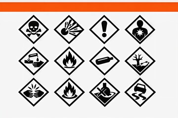 Fototapeta premium Hazard symbols representing various dangers such as toxicity, flammability, and environmental hazards providing essential information for safety regulations