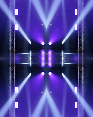 Naklejka premium Abstract texture background for design. Stage light and smoke on stage, lighting and spotlights