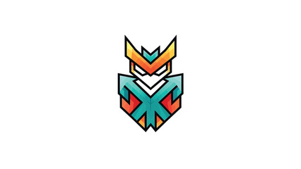 Obraz premium Geometric owl illustration with vibrant colors and sharp angles, modern design.