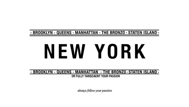 New York city typography with five boroughs and slogan design
