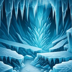 Obraz premium Explore a magical ice cave with shimmering icicles and frozen formations, perfect for fantasy book covers and winter wonderland scenes