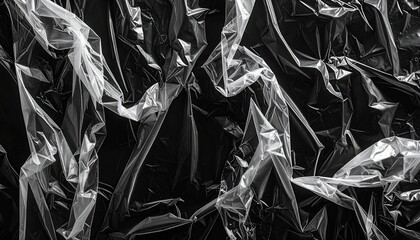 Abstract black and white textured surface of transparent material