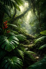 green forest in the morning