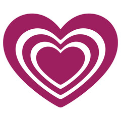 Abstract heart design with multiple layers in vibrant purple color suitable for graphic design and art projects