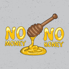 Organic Honey Bee with Golden Honeycomb and Sweet Nectar Design © Joy