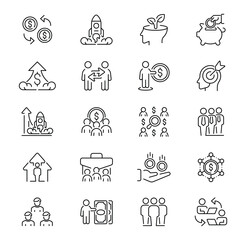 Business and Finance Line Icons Set for Digital Concepts.