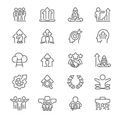 Fototapeta premium Business Growth and Development Icons Set with Outline Style.