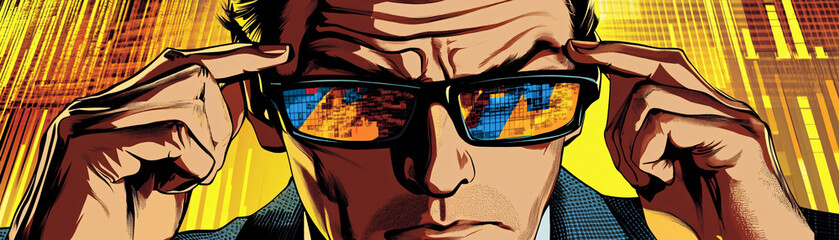 abstract colorful background with a man