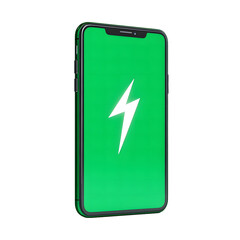 Smartphone Charging Icon Isolated on Transparent Background &ndash; Modern Mobile Phone with Green Battery Screen