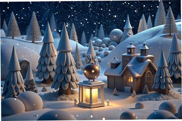Christmas Snowy Winter Background with Falling Snowflakes