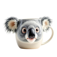 Obraz premium A koala face painted on a white mug on transparent background