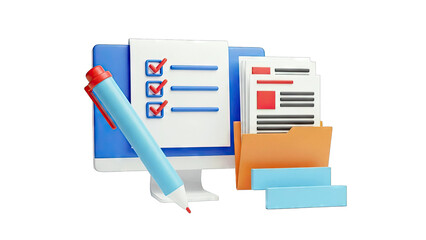 Checklist, Documents, and Pen Illustration