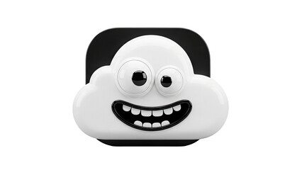 Cute cartoon cloud with big eyes and wide smile