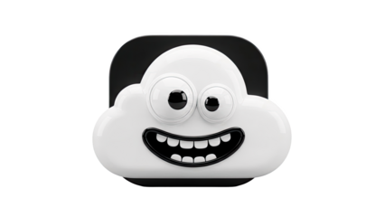 Cute cartoon cloud with big eyes and wide smile