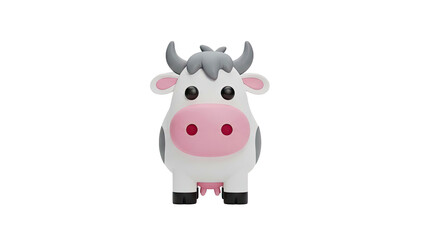 Cute cartoon cow with pink nose and grey patches