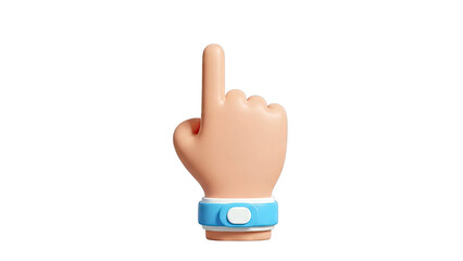 3D Cartoon Hand Pointing Up with Blue Band