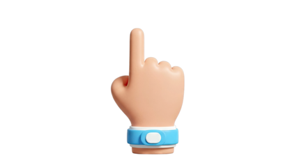 3D Cartoon Hand Pointing Up with Blue Band