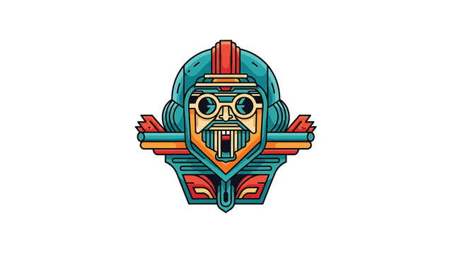 Intricate illustration of a steampunk aviator with goggles and helmet, detailed design.