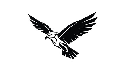Obraz premium Majestic black eagle soaring in flight, a symbol of freedom and power, geometric design.