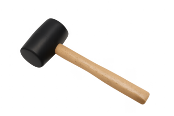 Rubber mallet with wooden handle for construction work