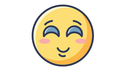 Fototapeta premium Smiling emoji with closed eyes and rosy cheeks expressing happiness and joy.