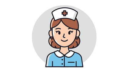 Obraz premium Smiling nurse in uniform with a cap, representing healthcare and compassion.