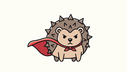 Superhero hedgehog with a red cape and bow tie ready for action.