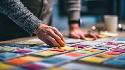 Obraz premium Organized Workspace with Stickers for Project Planning and Brainstorming
