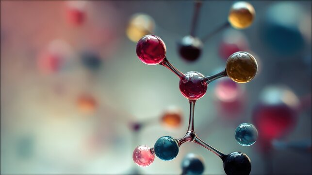Three dimensional representation displays colorful molecular structures in soft focus