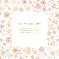 Happy Holidays Vector Square Frame Illustration With Abstract Snowflakes Pattern And Text Space.