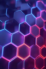 Neon hexagonal pattern with glowing edges
