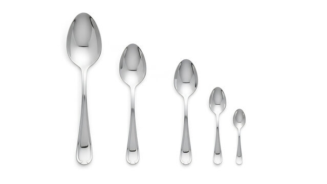 Spoons with different sizes with white background 